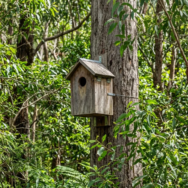 Animal nesting box installed as a humane alternative to a Mulgrave roof cavity